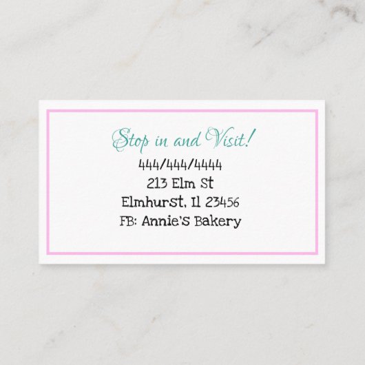 Bäckerei | Eiskrem Backgeschäft Visitenkarte (Rückseite)