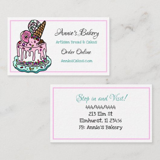 Bäckerei | Eiskrem Backgeschäft Visitenkarte (Vorne/Hinten)