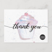 Bäckerei Firmenlogo Aquarell Cupcake Niedlich Postkarte (Vorderseite)