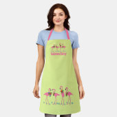 Bäckerei Flamingos Personalisierte Chartreuse Schürze (Getragen)