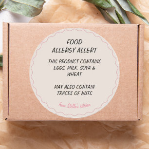 Bäckerei Food Allergie Allert Runder Aufkleber