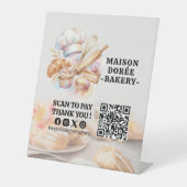 Bäckerei Geschäft Gebäck Kuchen Bäcker QR Code Hie Sockelschild (Vorderseite)