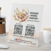 Bäckerei-Geschäft Gebäck Kuchen Bäcker QR-Code Hie Sockelschild (In Situ)
