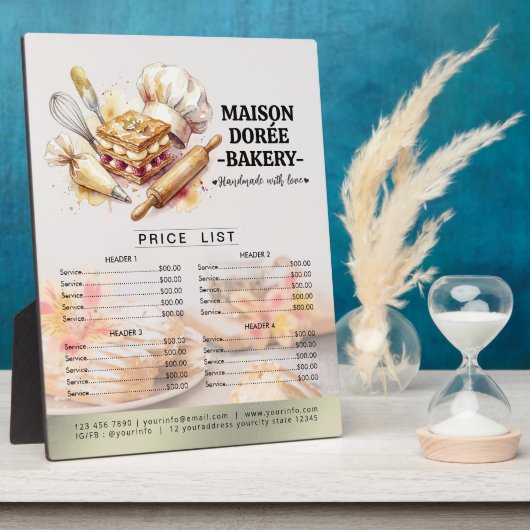 Bäckerei Geschäft Konditor Desserts Menü Preislist Fotoplatte (Seite)