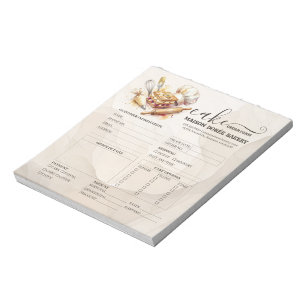Bäckerei Geschäft Konditor Kuchenbäcker Bestellfor Notizblock