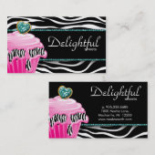 Bäckerei-Geschäfts-Kartezebra-Rosa-kleiner Kuchen Visitenkarte (Vorne/Hinten)