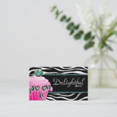 Bäckerei-Geschäfts-Kartezebra-Rosa-kleiner Kuchen Visitenkarte (Stehend Vorderseite)