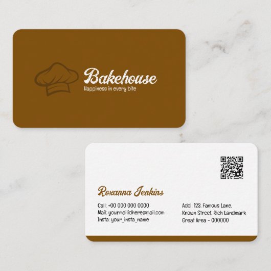 Bäckerei-Geschäftskarten-Vorlage mit QR-Code | DP7 Visitenkarte (Vorne/Hinten)