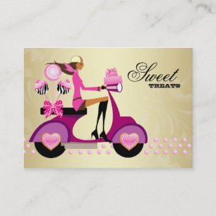 Bäckerei-Geschenkbox Roller Mädchen Pink Gold Cake Visitenkarte