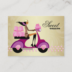Bäckerei Geschenkboxen Scooter Girl Pink Gold Ici Visitenkarte