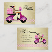 Bäckerei Geschenkboxen Scooter Girl Pink Gold Icin Visitenkarte (Vorne/Hinten)