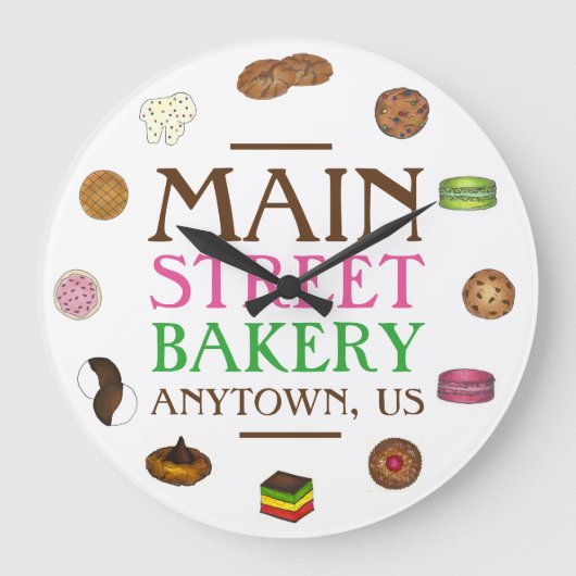 Bäckerei Gingernap Macaron Zucker Erdnusskochtopf Große Wanduhr (Vorderseite)