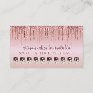 Bäckerei Glitzer Tropfen Rose Gold Loyalität Punch Treuekarte