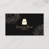 Bäckerei Gold Cake Logo Eleganter Schwarzer Koch Visitenkarte (Vorderseite)