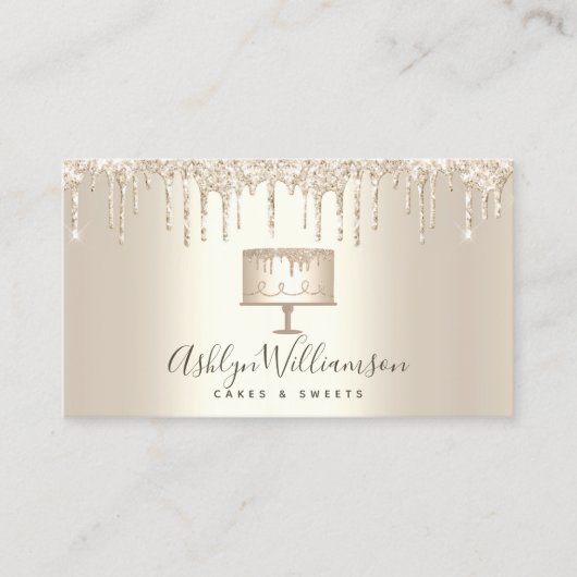 Bäckerei Gold Glitzer Tropfen Konditorei Koch Cate Visitenkarte (Vorderseite)