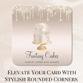 Bäckerei Hochzeitstorte Gold Glitzer QR Code Quadratische Visitenkarte