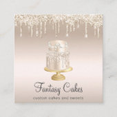 Bäckerei Hochzeitstorte Gold Glitzer QR Code Quadratische Visitenkarte (Vorderseite)