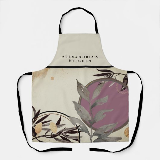 Bäckerei | Ihr Name Dusty Pink Wasserfarbe Schürze (Vorderseite)