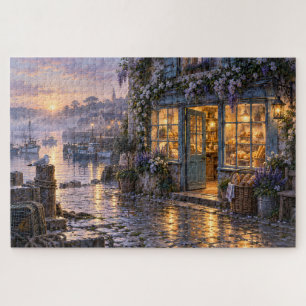 Bäckerei im Küstenort bei Sonnenaufgang Puzzle