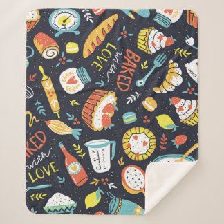 Bäckerei im Retro-Stil, Dots, Blumenelemente. Sherpadecke