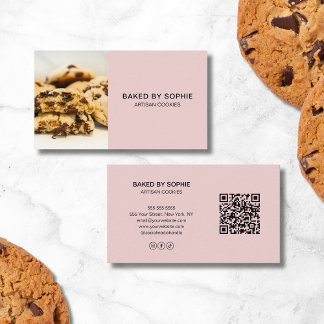 Bäckerei individuelles Foto QR-Code Rosa Visitenkarte