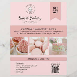 Bäckerei individuelles Logo Foto QR-Code rosa Flye Flyer