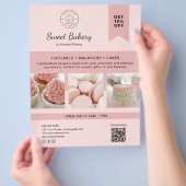 Bäckerei individuelles Logo Foto QR-Code rosa Flye Flyer (Hand)
