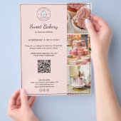 Bäckerei individuelles Logo Foto QR-Code rosa Flye Flyer (Hand)