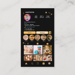 Bäckerei Instagram Chef Pfirsich Gebäck Catering Q Visitenkarte