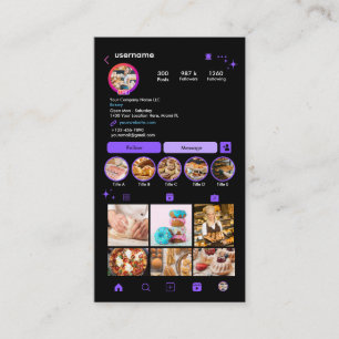 Bäckerei Instagram Koch Lila Patisserie QR Visitenkarte