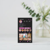 Bäckerei Instagram Koch Pink Patisserie QR Visitenkarte (Stehend Vorderseite)