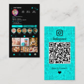 Bäckerei Instagram Koch Türkis Konditor QR Visitenkarte (Vorne/Hinten)