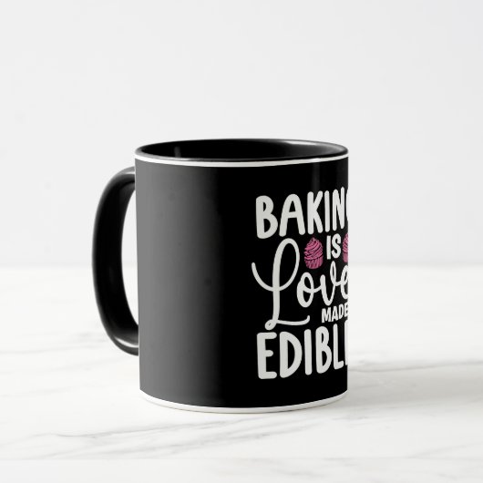 Bäckerei ist Liebe gemacht essbar Backkuchen Backk Tasse (Vorderseite Links)
