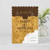 Bäckerei & Kaffeeshop - Antwortkarte Einladung (Stehend Vorderseite)