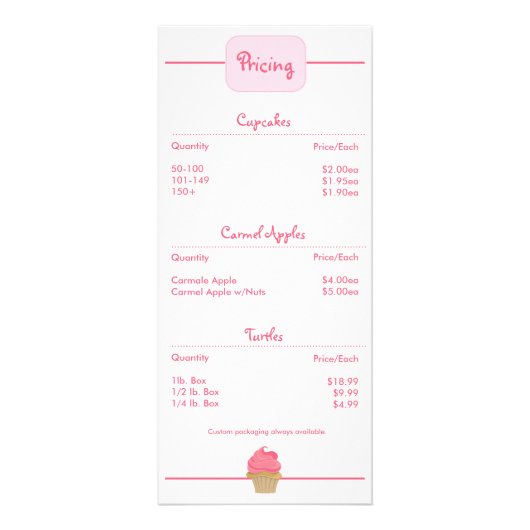 Bäckerei-kleiner Kuchen Rackcard Werbekarte (Vorne)