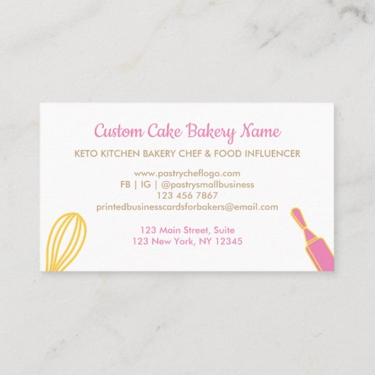 Bäckerei Koch Gelbhaarige rustikale Konditorei Visitenkarte (Rückseite)