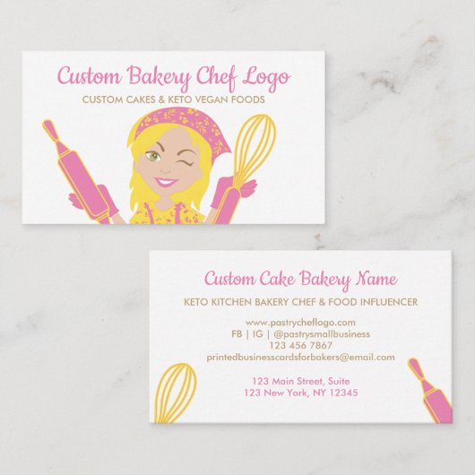 Bäckerei Koch Gelbhaarige rustikale Konditorei Visitenkarte (Vorne/Hinten)