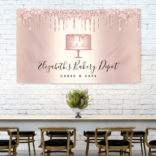 Bäckerei Koch Rose Gold Glitzer Tropfen Script Banner