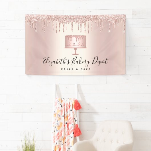 Bäckerei Koch Rose Gold Glitzer Tropfen Script Banner (Insitu)