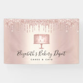 Bäckerei Koch Rose Gold Glitzer Tropfen Script Banner (Horizontal)
