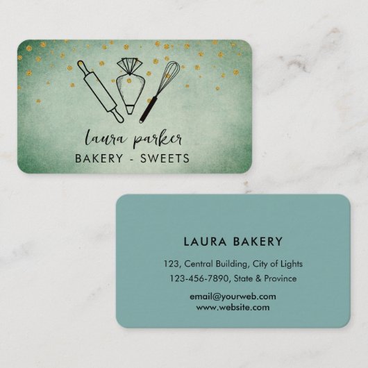 Bäckerei Koch Whisk Rolling Button Rohrleitungstas Visitenkarte (Vorne/Hinten)
