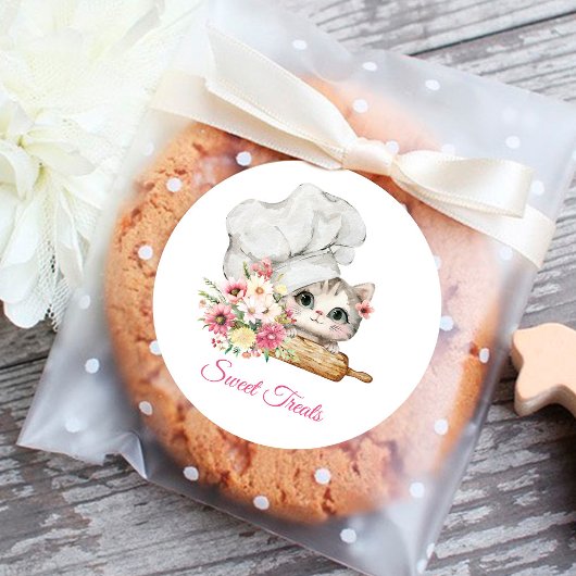 Bäckerei Kochmütze Kätzchen Runder Aufkleber