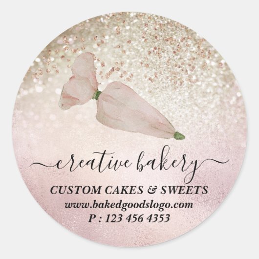 Bäckerei Konditordekor Holz Glitzer Gold Runder Aufkleber (Vorderseite)