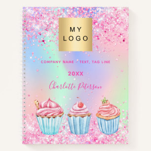 Bäckerei Konditorei Glitter Cupcakes Name Notizblock