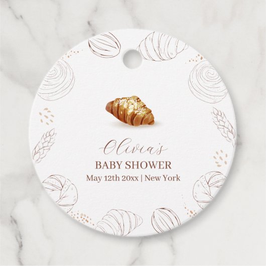 Bäckerei Konditorei in Oven Babydusche Geschenkanhänger (Vorderseite)