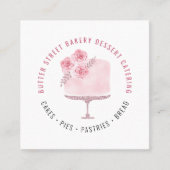 Bäckerei Konditorei Koch Aquarell Blumenkuchen Sq Quadratische Visitenkarte (Vorderseite)