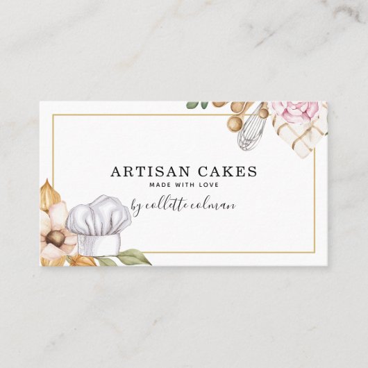 Bäckerei Konditorei Koch Aquarell Business Card Visitenkarte (Vorderseite)