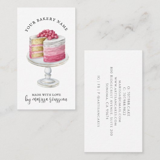 Bäckerei Konditorei Koch Aquarell Pink Kuchen Nach Visitenkarte (Vorne/Hinten)