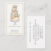 Bäckerei Konditorei Koch Aquarell Rosa Blumenkuche Visitenkarte (Vorne/Hinten)
