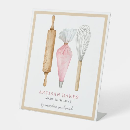 Bäckerei Konditorei Koch Aquarellfarben Backhilfsm Sockelschild (Vorderseite)